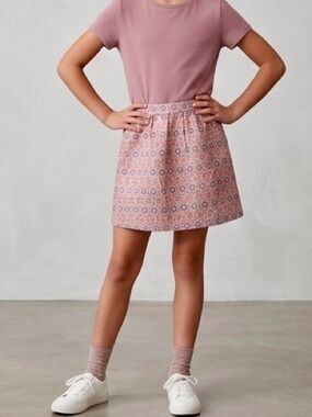PEEK Metallic Gold Purple Brocade Lined Fancy Multicolor Floral Mini Skirt